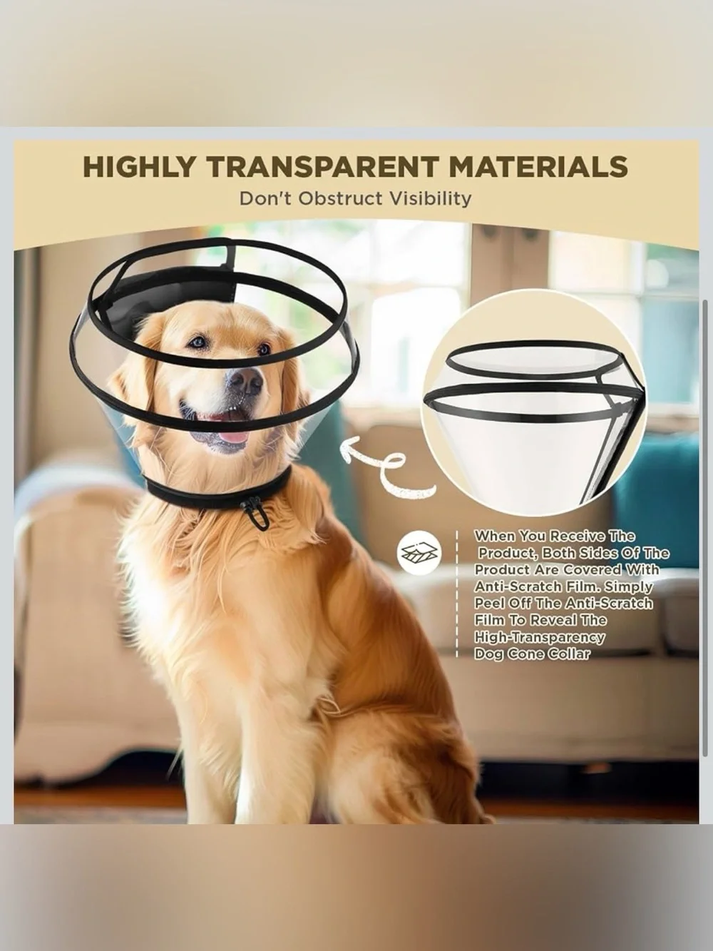 Transparent Dog Cone Collar for After Surgery,Dog Alternative Cones -XXL